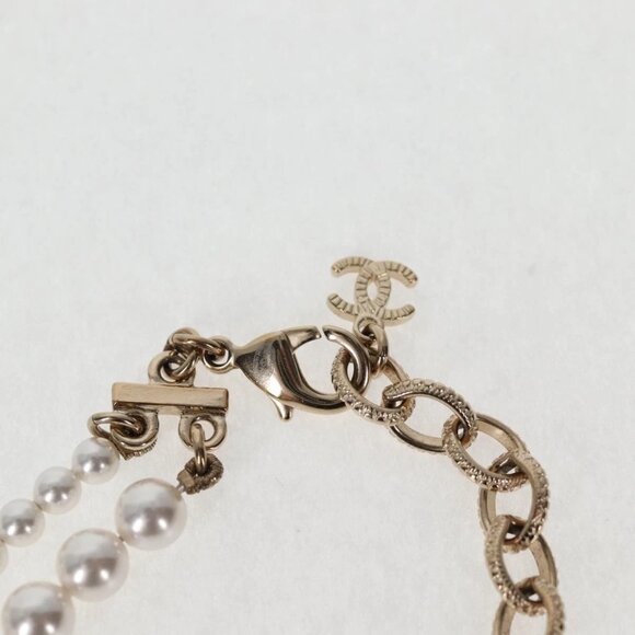 CHANEL Pearl Necklace Metal White Gold Tone CC Auth 128889M - Picture 6 of 12